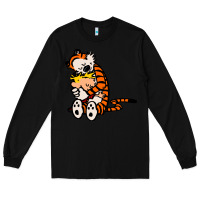 Black newcalvin and hobbes 04 Long Sleeve Tee - linhVisuals
