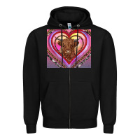 Black highland cow valentine's day Zipper Hoodie - RanaPortraitStore