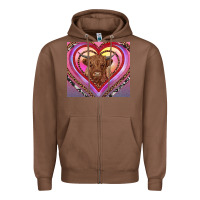 Chestnut highland cow valentine's day Zipper Hoodie - RanaPortraitStore