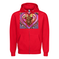 Red highland cow valentine's day Zipper Hoodie - RanaPortraitStore