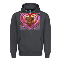Smoke highland cow valentine's day Zipper Hoodie - RanaPortraitStore