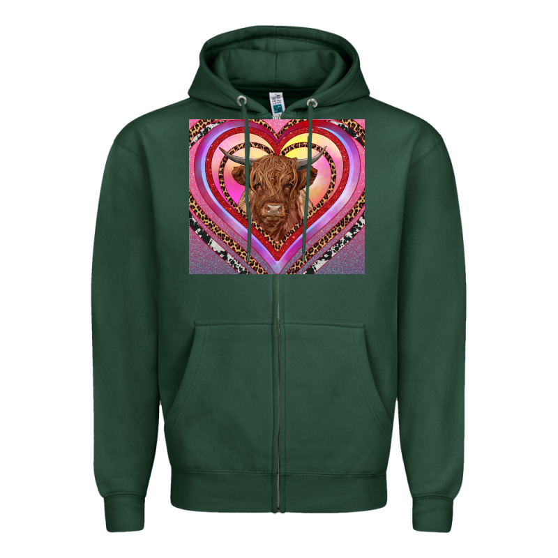 Highland Cow Valentine's Day Zipper Hoodie by RanaPortraitStore | Teevron