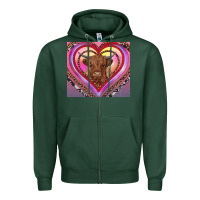 Sports Green highland cow valentine's day Zipper Hoodie - RanaPortraitStore