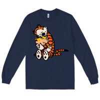 Navy newcalvin and hobbes 04 Long Sleeve Tee - linhVisuals