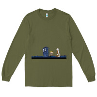 Army Green newcalvin and hobbes night star tardis Long Sleeve Tee - linhVisuals