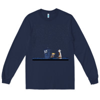 Navy newcalvin and hobbes night star tardis Long Sleeve Tee - linhVisuals