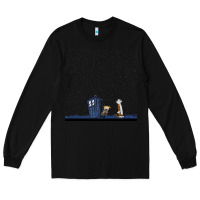 Black newcalvin and hobbes night star tardis Long Sleeve Tee - linhVisuals
