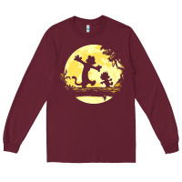 Burgundy newcalvin and hobbes no worries Long Sleeve Tee - linhVisuals
