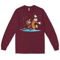 Burgundy newcalvin and hobbes sing 09 Long Sleeve Tee - linhVisuals