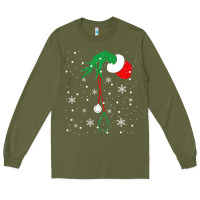 Army Green newchristmas grinch hand holding a stethoscope Long Sleeve Tee - linhVisuals