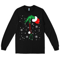 Black newchristmas grinch hand holding a stethoscope Long Sleeve Tee - linhVisuals