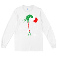 White newchristmas grinch hand holding a stethoscope Long Sleeve Tee - linhVisuals