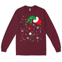 Burgundy newchristmas grinch hand holding a stethoscope Long Sleeve Tee - linhVisuals