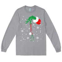 Heather Grey newchristmas grinch hand holding a stethoscope Long Sleeve Tee - linhVisuals