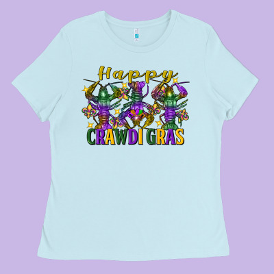 Happy Crawdi Gras Mardi Gras Crawfish Ladies Tee Designed By Fadigitalartstudio