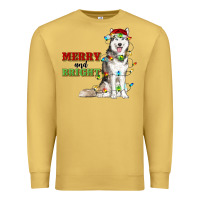 Merry And Bright Husky Premium Sweatshirt | Teevron