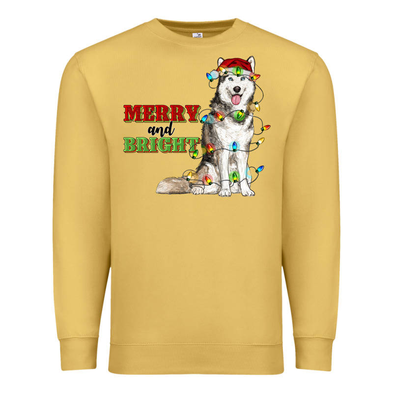 Merry And Bright Husky Premium Sweatshirt by RanaPortraitStore | Teevron
