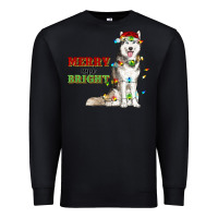 Black Merry And Bright Husky Premium Sweatshirt - RanaPortraitStore