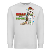 Dove Grey Merry And Bright Husky Premium Sweatshirt - RanaPortraitStore