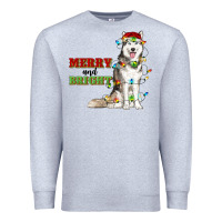Heather Grey Merry And Bright Husky Premium Sweatshirt - RanaPortraitStore