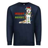 Navy Merry And Bright Husky Premium Sweatshirt - RanaPortraitStore