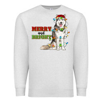 Oatmeal Heather Merry And Bright Husky Premium Sweatshirt - RanaPortraitStore