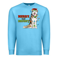 Ocean Blue Merry And Bright Husky Premium Sweatshirt - RanaPortraitStore