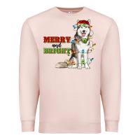 Pale Pink Merry And Bright Husky Premium Sweatshirt - RanaPortraitStore