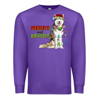 Purple Merry And Bright Husky Premium Sweatshirt - RanaPortraitStore