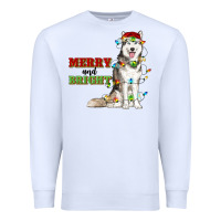 White Merry And Bright Husky Premium Sweatshirt - RanaPortraitStore