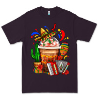 Plum Mexican Frappe With Cactus Sombrero And Maracas Premium Tee - FaDigitalArtStudio