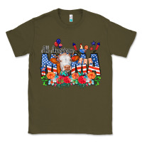 Army Green All American Mama Cow Flowers Classic Tee - CowCowDesign
