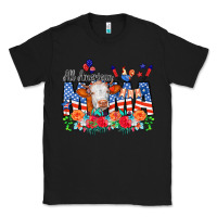 Black All American Mama Cow Flowers Classic Tee - CowCowDesign