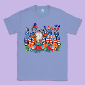 All American Mama Cow Flowers Classic Tee Designed By Cowcowdesign