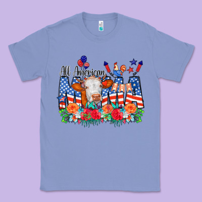 All American Mama Cow Flowers Classic Tee Designed By Cowcowdesign