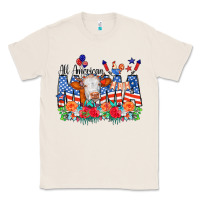 Natural All American Mama Cow Flowers Classic Tee - CowCowDesign