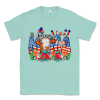 Seafoam All American Mama Cow Flowers Classic Tee - CowCowDesign