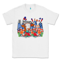 White All American Mama Cow Flowers Classic Tee - CowCowDesign