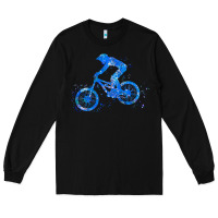 Black downhill mountain bike t  shirt downhill mountain bike jump blue water Long Sleeve Tee - linhVisuals