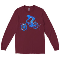 Burgundy downhill mountain bike t  shirt downhill mountain bike jump blue water Long Sleeve Tee - linhVisuals