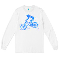 White downhill mountain bike t  shirt downhill mountain bike jump blue water Long Sleeve Tee - linhVisuals