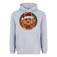 Heather Grey Christmas Toy Poodle Heavyweight Hoodie - RanaPortraitStore