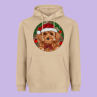 Christmas Toy Poodle Heavyweight Hoodie Designed By Ranaportraitstore