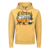 Vintage Mustard camping is my happy place Vintage Hoodie - SublimationCraftShop