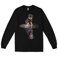 Black rottweiler reflection t shirt funny father's day dog gifts Long Sleeve Tee - linhVisuals