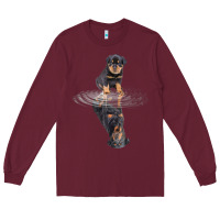 Burgundy rottweiler reflection t shirt funny father's day dog gifts Long Sleeve Tee - linhVisuals
