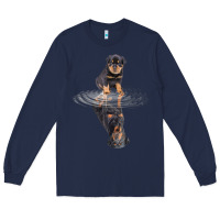 Navy rottweiler reflection t shirt funny father's day dog gifts Long Sleeve Tee - linhVisuals