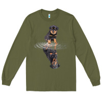 Army Green rottweiler reflection t shirt funny father's day dog gifts Long Sleeve Tee - linhVisuals