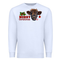 White Merry Christmas Calf Premium Sweatshirt - RanaPortraitStore
