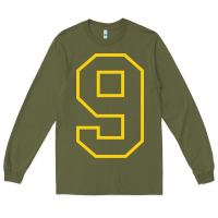 Army Green number #9 sports jersey uniform Long Sleeve Tee - linhVisuals
